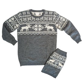 famjamjams Matching Pet & Owner Sweaters - 100% Acrylic Christmas Sweater – Add Human and Dog Sweaters to Cart Separately (Human Unisex 2XL (fits Like Women's 2XL / Men's L), Grey Moose)