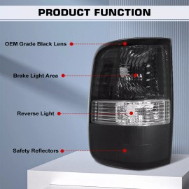 Mayello Black Smoked Pair Tail Lights Rear Lamp For Ford F-150 F150 2004 2005-2008 LH RH