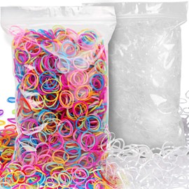 YGDZ 4000pcs Girls Rubber Bands, Small Clear Elastic Hair Rubber Bands Kids Baby Girls Toddlers Hair Ties(2000pcs Clear + 2000pcs Colorful)
