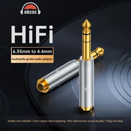 okcsc 6.35mm to 4.4mm Adapter Plug Audio Converter 6.35mm(Male) to 4.4mm(Female) Pure Copper Plated Headphone Speaker Amplifier Guitar Applicable 1pc