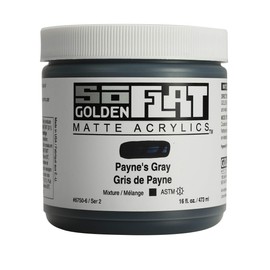 SoFlat Matte Acrylics by GOLDEN, Payne's Gray, 16 fl. oz. Jar, Professional Acrylic Paint, Opaque