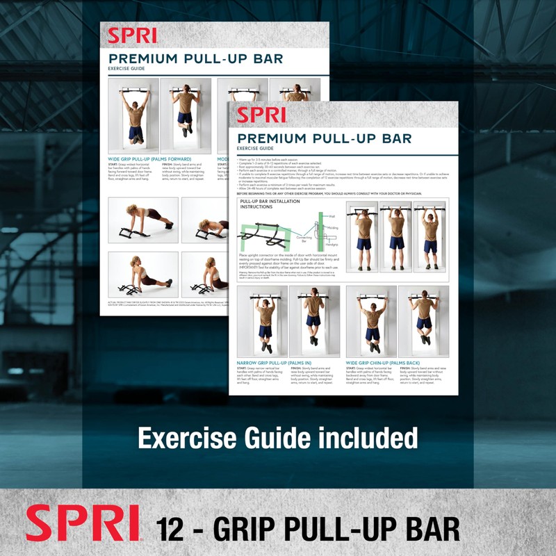 SPRI Pull Up Bar - 12-Grip Door Mounting Pull-Up Bar
