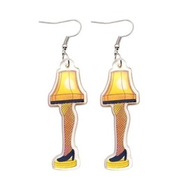 Cute Women's Leg Lamp Earring - Funny Acrylic Yellow Skirt Story Movie Themed Jewelry for Personality Party - B