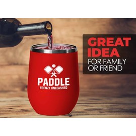 Pickleball Red Edition Wine Tumbler 12oz - Paddle frenzy unleashed - Ball Game pop tennis rackets netball handlball
