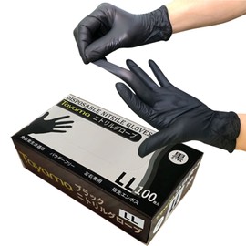 Tayama Nitrile Rubber Gloves, Black, 100 Sheets, LL Size, Powder Free, Disposable Gloves, Black, Black, Left & Right Use, Powder Free