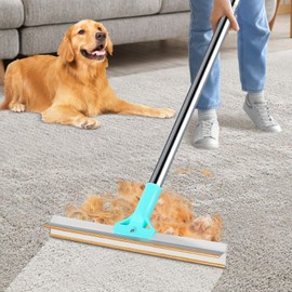 Walverdant Carpet Rake Pet Hair Removal Tool, Dog Hair Remover, Reusable Pet Hair Removal Broom with 55” Adjustable Long Handle, Carpet Scraper with Fixed Head, Dog Cat Hair Remover for Rugs, Mats