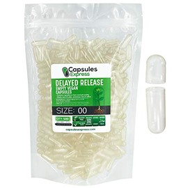 Cápsulas Express – liberación retardada tamaño 00 cápsulas veganas vacías Kosher y Halal – Cápsula de píldoras vegetarianas/vegetales – Relleno de pol