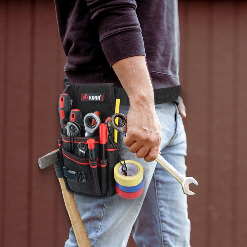KUNN Electrician Tool Pouch with Belt Clip - 7-Pocket Lightweight