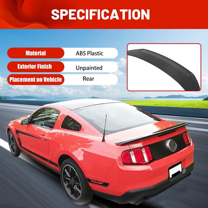 ECOTRIC Rear Trunk Spoiler Wing Compatible with 2010-2014 Ford Mustang