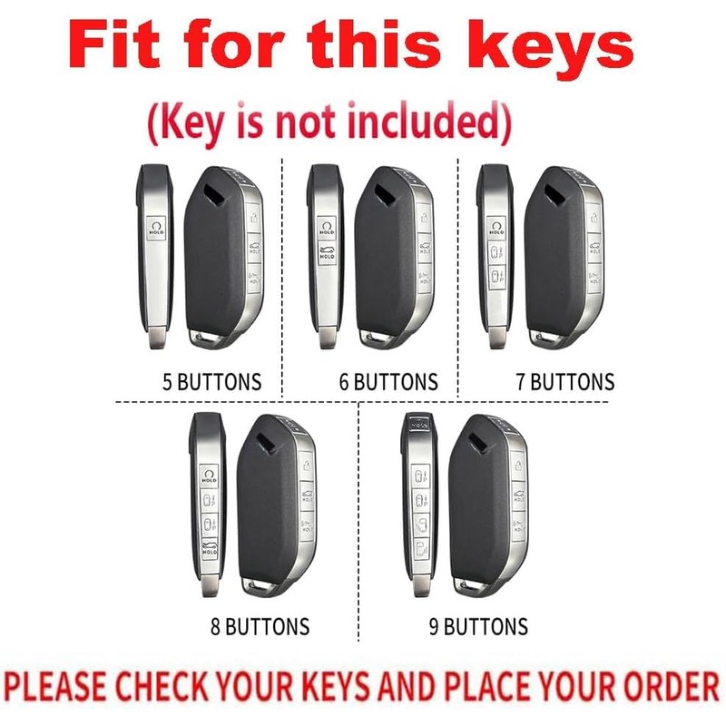 TECART Leather 6-Button Key Fob Cover Fit for 2023-2024 Kia