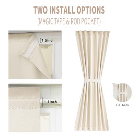 Vatge Sidelight Curtains for Front Door Privacy, 80 inch Long Sidelight Window Treatments for Glass Door, 1 Panel, W25 x L80, Light Beige