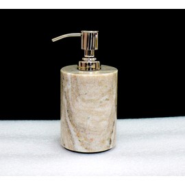 Stone Made Natural Stone Liquid Soap Dispenser by Wigano.Stone Soap Dispenser with Chrome Polish Pump Ideal for Room Bathroom, Luxury Hotel Bathroom (Brown)