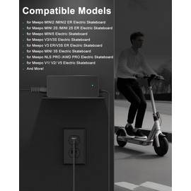 VHBW 42V 2A Electric Scooter Charger Compatible with Meepo Skateboard V1/ V2/ V5/ MINI2 ER/MINI 2S ER/MINI5 /V3/V3S /V3 ER/V3S ER/MINI 3S /NLS PRO/AWD PRO Electric Skateboard