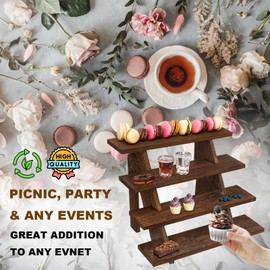 AZ-Homey Premium Platane Wood 4-Tier Display Stand: Easy Assembly, Rustic Elegance for Cupcakes, Collectibles, Jewelry, and More - Versatile Home Décor and Craft Fair Showcase Solution