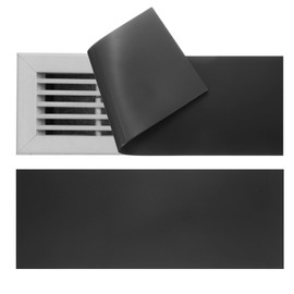 PATIKIL Rectangle Magnetic Vent Covers 14x5.5 Inch, 2 Pcs Floor Air Vent Blocker Covers Register Sound Proof Cover for Home Floor Wall Ceiling, Black