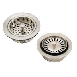 Westbrass CO2165S-07 COMBO PACK 3-1/2" Post Style Large Kitchen Sink Basket Strainer and Waste DisposalDrain Flange with Basket Strainer, Satin Nickel
