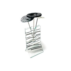 Carneol Glass Art Vase Mini Vase with Flowers Black and White - 5 inch