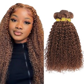 Color 30 Bundles Light Brown Jerry Curly Bundles Human Hair Double Weft Brazilian Remy Hair Extensions 16 18 20 Inch