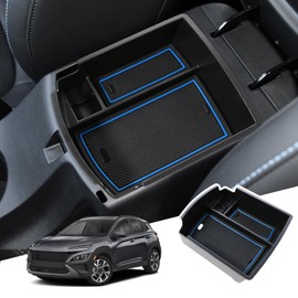 BIBIBO Storage Box for Kona Hybrid/N Line 2017-2022, Centre Console Organiser with Non-Slip Mat, Glove Box, Centre Armrest, Console Shells Armrests, Car Armrest Rest Accessories