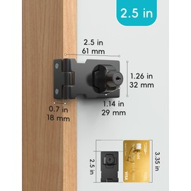 I-EASYDWW Keyed Hasp Locks, 2.5 Inch, Twist Knob Keyed Locking Hasp, Cabinet Locks, Cabinet Locks with Keys, Black, 3 Pack