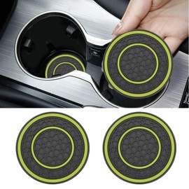Honibaoto 2 Pack Car Coasters for Cup Holder, 2.75 Inch No-Slip Anti Dust Insert Coaster, Universal Auto Waterproof Coasters Silicon Insulation Cup Mats Suit for Vehicle Interior (Yellow)