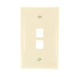 Leviton QuickPort Midsize Wallplate, Single Gang, 2-Port, Light Almond, 41091-2TN