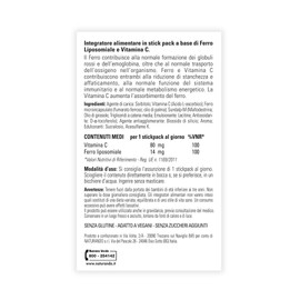NATURANDO Orolip Ferrum Integratore Alimentare a Base di Ferro e Vitamina C con Tecnologia Liposomiale - 30 Stickpack Orosolubili - Gusto Lampone - Senza Glutine - Adatto a Vegani