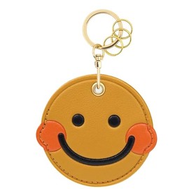 MC Fashion Cute Cartoon Keychain Holder for AirTag, PU Leather (Smiley)