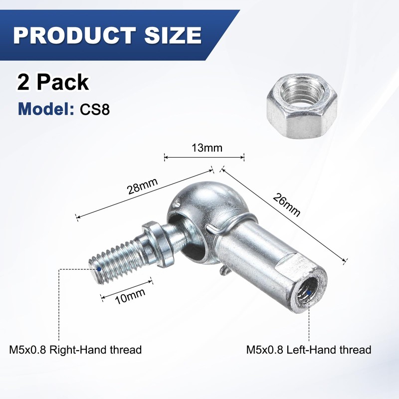 M METERXITY 2-Pack CS10 Ball Head Rod End Bearing, M5x0.8