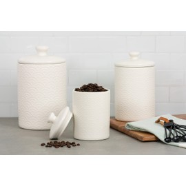 10 Strawberry Street CAN WHT Kitchen Canister Set, 3 Piece, Tide White