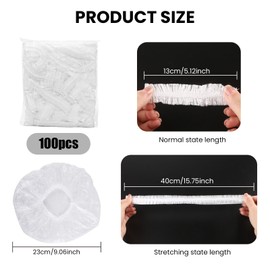 100PCS Disposable Shower Caps,Waterproof Hair Caps,Multi-Purpose Thickened Plastic Elastic Bath Caps for Women, Home Use,Hair Salon, Spa, Travel, Hotel, Shower（White）
