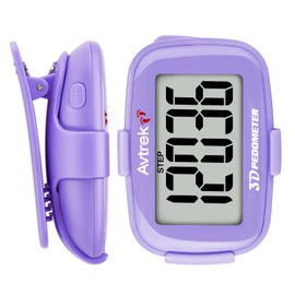 AVTREK 3D Pedometer Clip On-Step Counter for Walking-No App No Phone-LED Backlight-Accurate Step Tracker Clip for Women,Men,Senior(Purple)