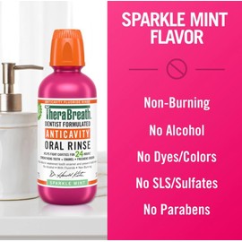 TheraBreath Anticavity Fluoride Mouthwash, Sparkle Mint, Travel Size, 3 fl oz