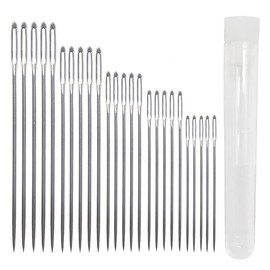 CENPEK Sewing Needles Large Eye Sharp Point, 50pcs Large Eye Stitching Needles Hand Sewing Needles,Yarn Knitting Needles in a Clear Tube Sewing Needles Set 1.65'' 1.8'' 2'' 2.2'' 2.36''