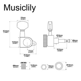 Musiclily Pro 3R3L Guitar Locking Tuners Tuning Pegs Keys Machine Heads Set for Epiphone Les Paul Style, Chrome