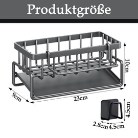 Küche Spülbecken Organizer, Organizer Schwammhalter - Küchen Spüle Organizer mit Spültuchhalter und Haken für Küche & Badezimmer, Schwamm Bürste Seifenschale Ohne Bohren, Spüle Sink Organizer Schwarz