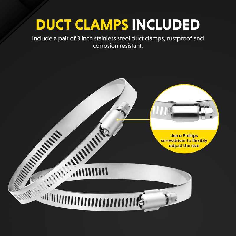 Simple Deluxe 3 Inch Flexible Air Aluminum Ducting, 16-Feet Long