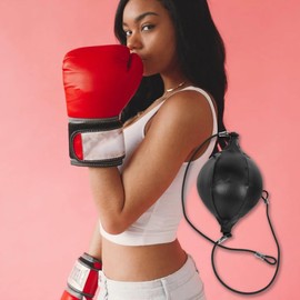 BESPORTBLE Professional Boxing Speed Ball - Pu Leather Hanging Punching Ball for Reflex, Speed & Agility Training - Home & Gym Use (Black Pull Cord Style)