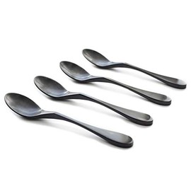 Knork Titanium Coated Stainless Steel Teaspoon, 4 Piece Set, Matte Black