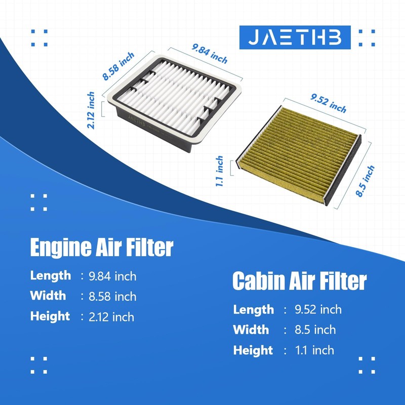 JAETHB Engine and Cabin Air Filter Kit for Lexus 2001
