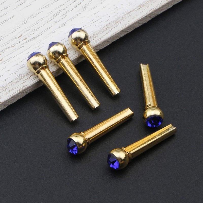 Unxuey 6pcs 6 String Golden Brass Guitar Bridge Pins and