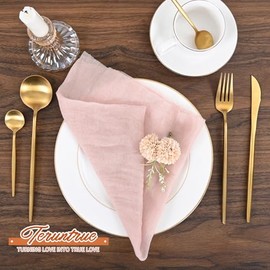 Teruntrue 100 servilletas de tela rosas, servilletas de gasa para boda, servilletas de tela arrugada a granel para decoración de mesa rústica en casa, fiesta, 17 x 17 pulgadas