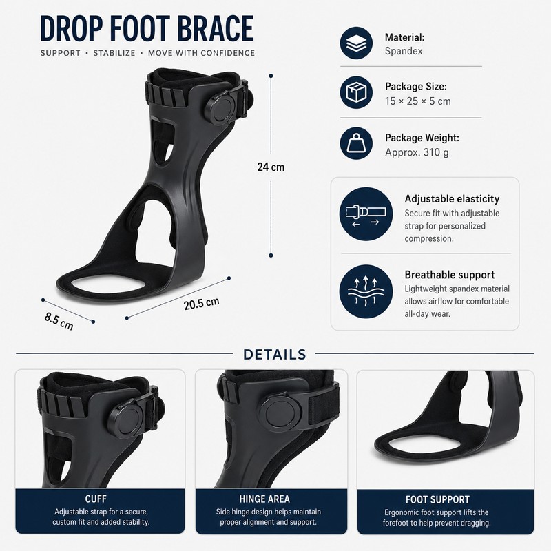 AFO Foot Drop Brace for Walking Support – Adjustable Breathable