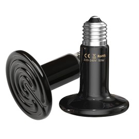 Bocguy Ceramic Heat Emitter, 50 W Reptile Heat Lamp, Ceramic Reptile Heat Lamp, Heat Lamp Terrarium, Ceramic Heat Emitter for Reptiles, Lizards, Snakes, Chickens, Dogs, Cats, Pack of 2