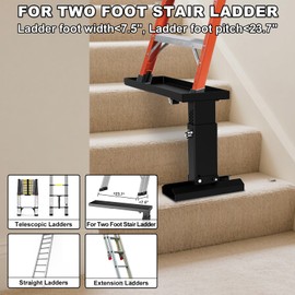 Tolpassa Foldable Ladder Extender for Stairs-Heavy-Duty Ladders Leveler-Adjustable 11.8-19.1" Height/Platform 23.7x7.5"/Non-Slip Mat-Ladder Extension Aide Stabilizer for Extension/Straight/Telescopic Ladders