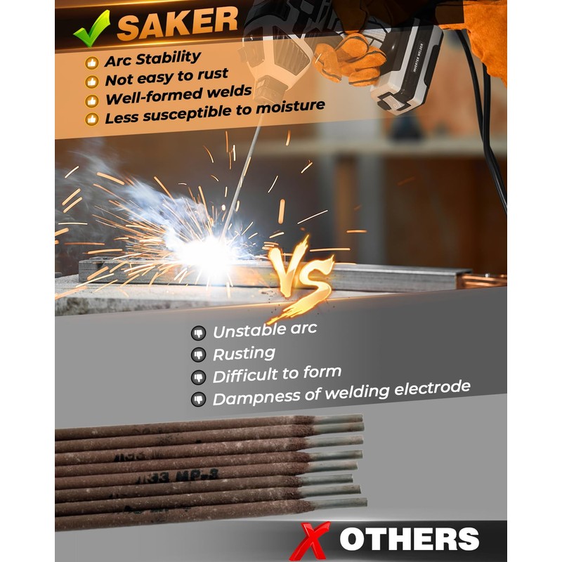Saker E6013 Welding Rod 1/8'' 5LB Carbon Steel Stick Welding