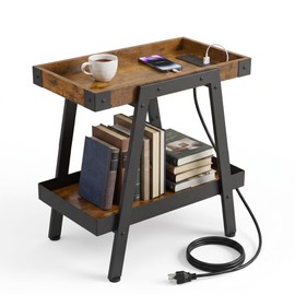 Farmhouse Side Table with Charging Station