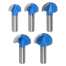 sourcing map Router Bit Core Box Set 1/2 Shank 1" 1-1/8" 1-1/4" 1-3/8" 1-1/2" Cutting Dia. Round Nose Router Bit 2 Flutes Carbide Cove Box Cutter for Woodworking Cutter Tool 5in1 Set