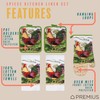 PREMIUS 5 Piece Printed Kitchen Linen Set, 2 Cotton Towels,