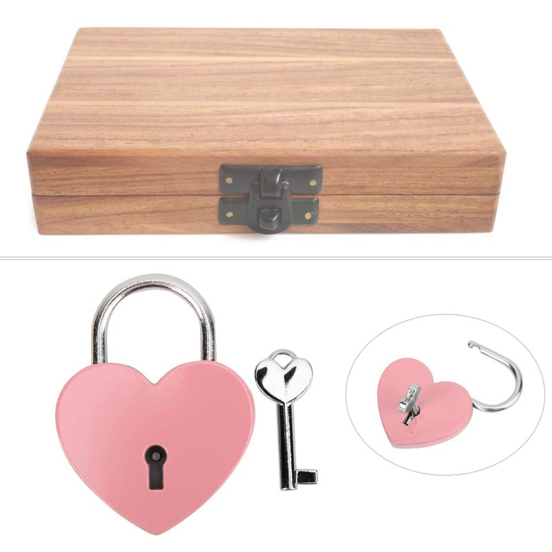 Heart Shape Metal Padlock with Key, Mini Colorful Lock for